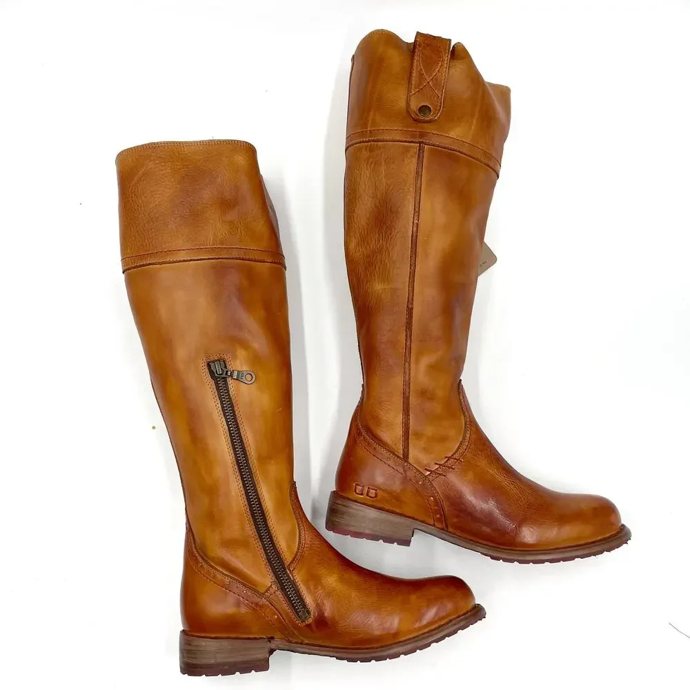 Bed Stu Jacqueline Riding Boots Pecan Rustic Brown Leather Knee Tall Sz‎ 7